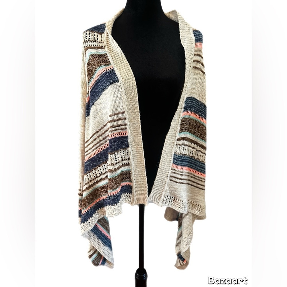 Eyeshadow Bohemian Cream Multicolor Striped Cardigan size XL